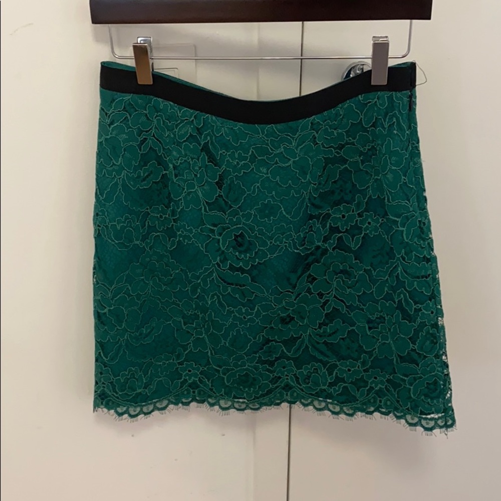 Shoshanna emerald mini skirt